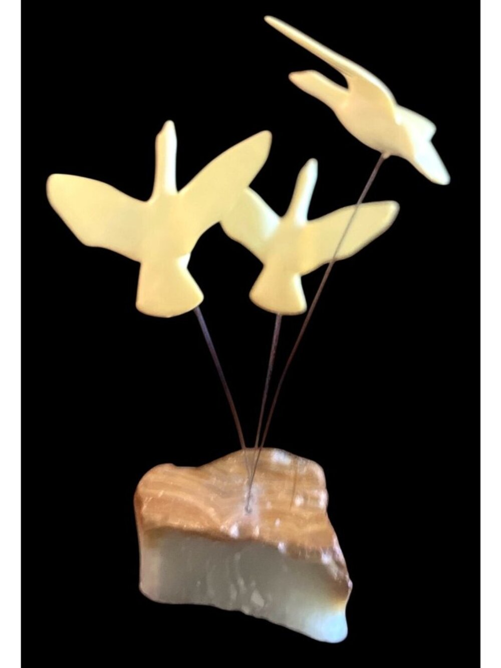 Vtg 1974 Marvin Wernick Kinetic Seagull Sculpture Quartz Base 8" Tall - Picture 3 of 5